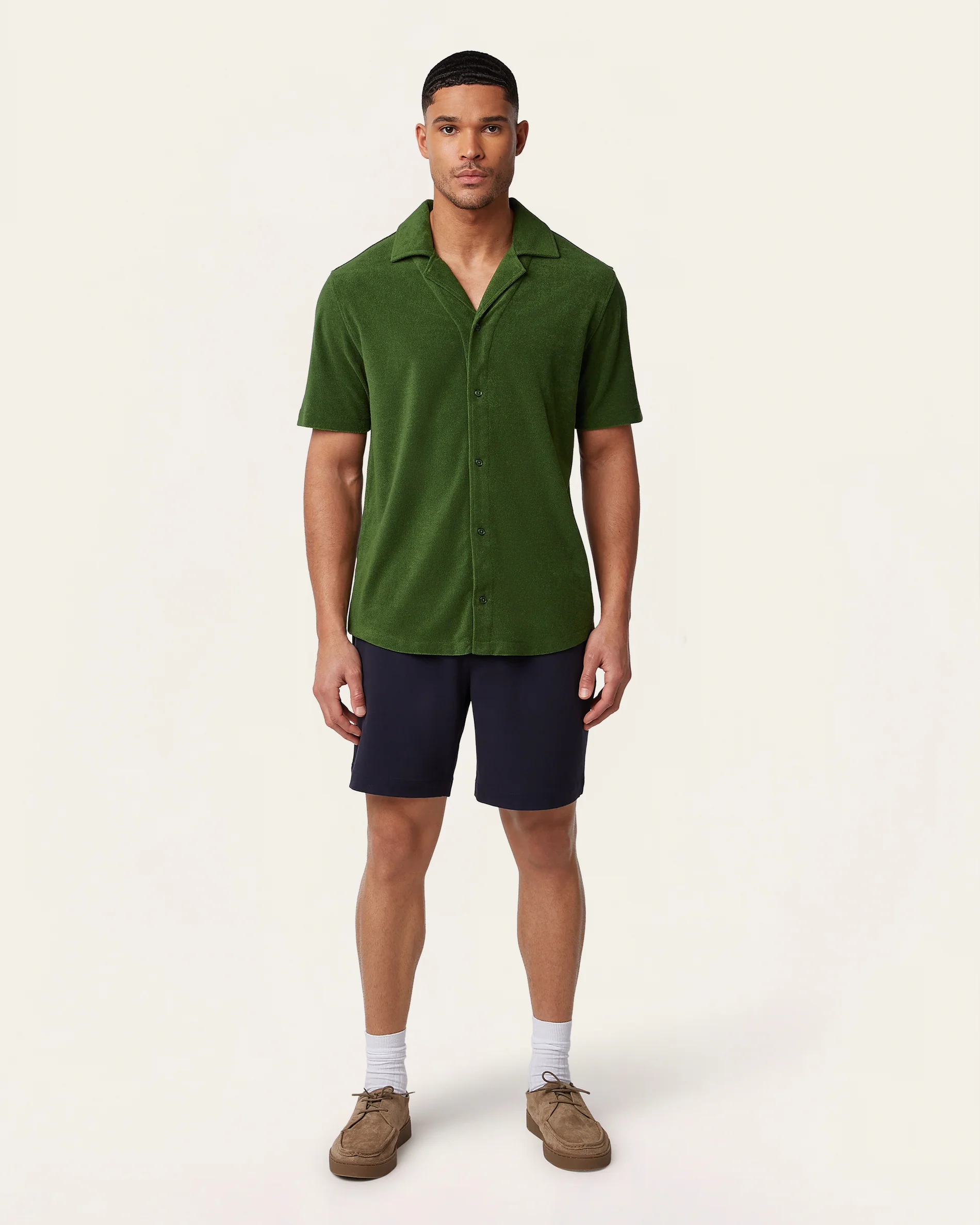 Short sleeve Terry Shirt Dark Green - Image 3